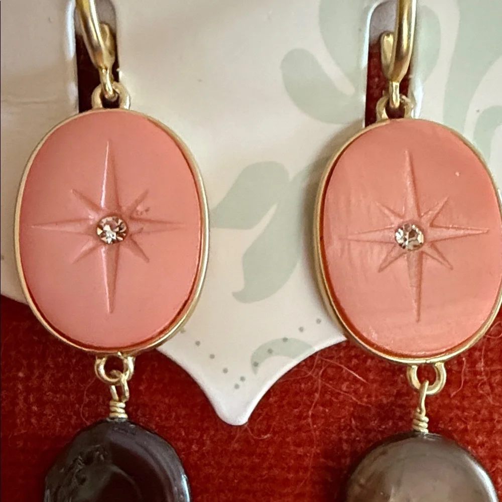 Spartina 449 Linden Dangle Earrings Pink Mother of Pearl - Picture 3 of 8